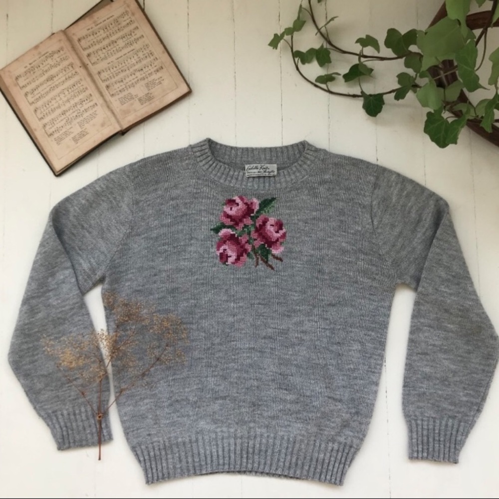 Floral Hand Knit Sweater